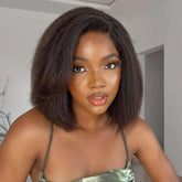 Wear&Go Glueless Kinky Straight Bob HD Closure Wig Pre Bleached Knots