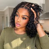 Short Boho Braids Bob Wig Water Wave Pre Cut 8x5 HD Full Lace Drawstring Human Hair