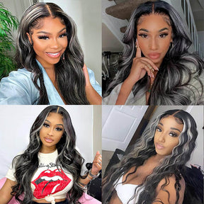 Gray Highlights On Black Hair Wigs