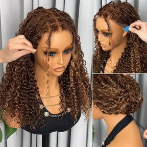Glueless Knotless Braided Wigs Water Wave 13x6 HD Lace Frontal Glueless Human Hair Wig