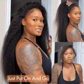 3 In 1 Half Wig | Kinky Straight Comfortable Fit No Glue Needed Install Filp Over Half Wig With Adjustable Drawstring