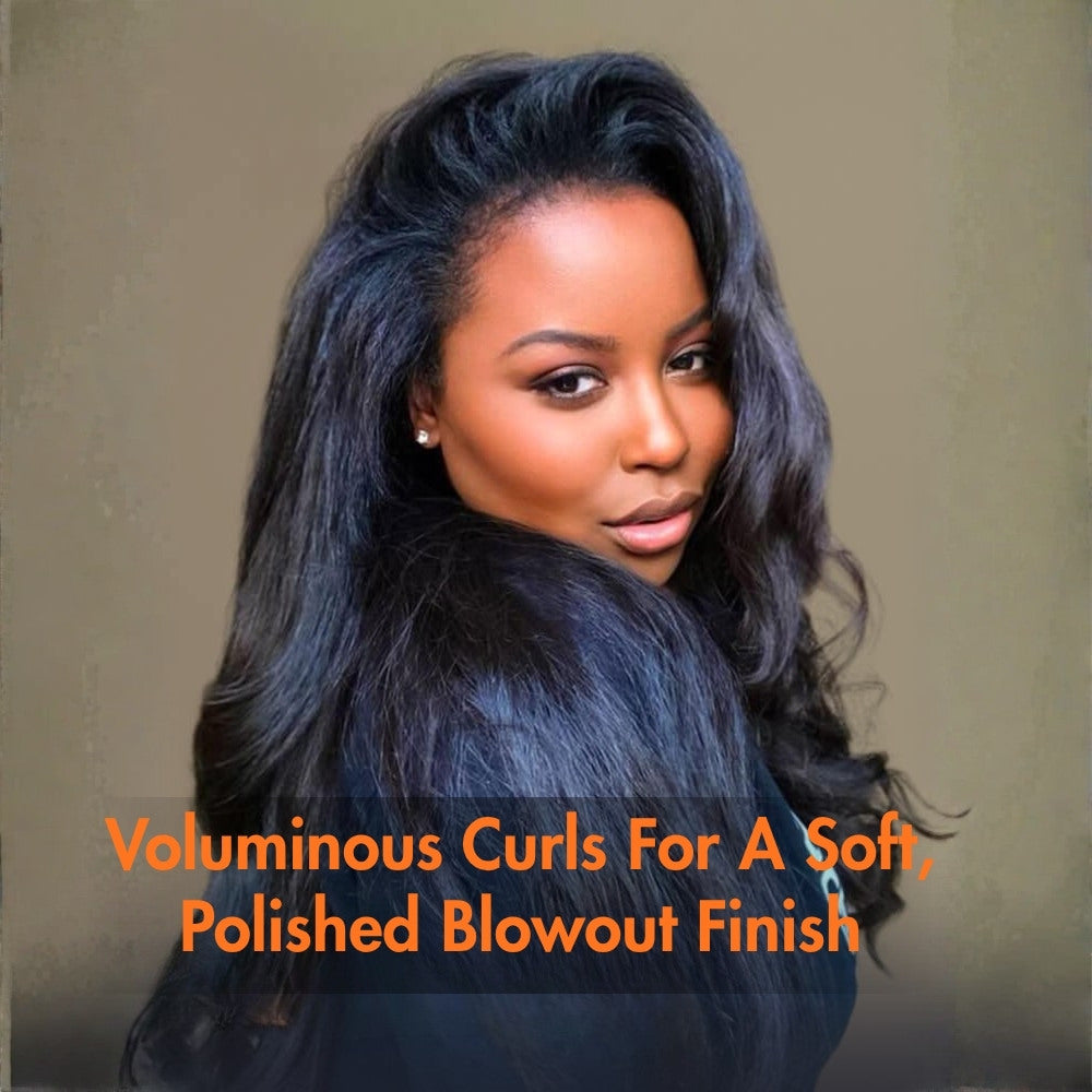 3 In 1 Half Wig | Kinky Straight with Soft Body Curls Comfortable Fit Glueless Install Filp Over Half Wig With Adjustable Drawstring