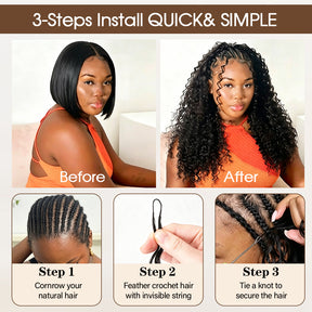Burmese Curly Feather Crochet Human Hair Pre-Separated Protective Style