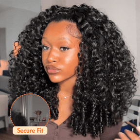 3 In 1 Half Wig | Burmese Curly With Finger Coil Ends Glueless Install Filp Over Half Wig With Adjustable Drawstring