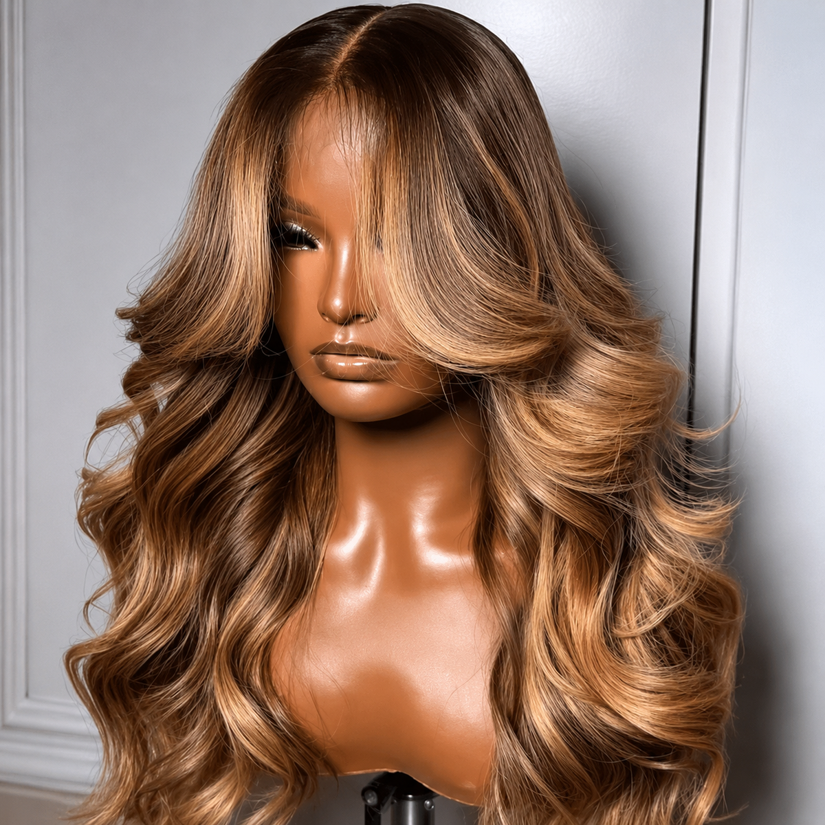 4/27 Highlight Body Wave Glueless Pre-Cut HD Lace Wig | Face-Framing Curtain Bangs