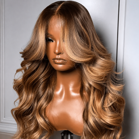 4/27 Highlight Body Wave Glueless Pre-Cut HD Lace Wig | Face-Framing Curtain Bangs