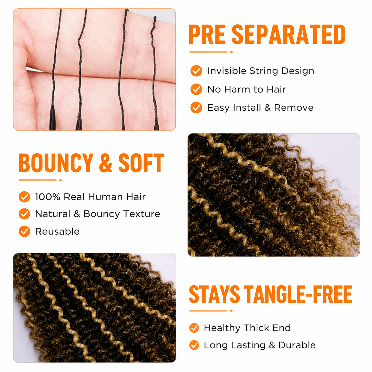 Pre Looped Black Roots #1B/3/27 Highlight Kinky Curly Feather Crochet Hair Extensions Natural Looking