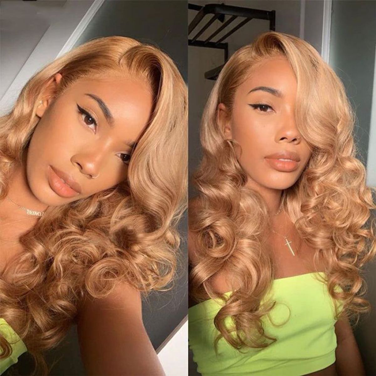 #27 Honey Blonde Body Wave 5x5 HD Lace Closure Glueless Human Hair Wig Pre Plucked Hairline