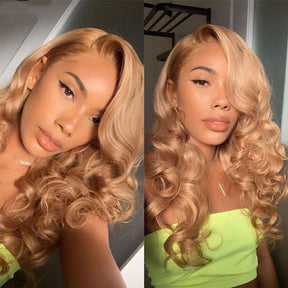 #27 Honey Blonde Body Wave 5x5 HD Lace Closure Glueless Human Hair Wig Pre Plucked Hairline