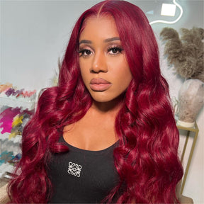 99J Burgundy Body Wave 5x5 HD Lace Closure Glueless Wig Pre Cut For Beginners Human Hair