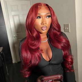99J Burgundy Body Wave 5x5 HD Lace Closure Glueless Wig Pre Cut For Beginners Human Hair