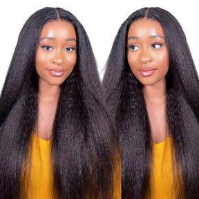 Kinky Straight 5x5  Glueless Human Hair Pre Plucked Pre Cut Wig