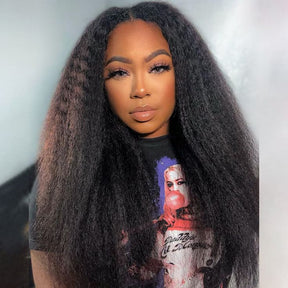 Kinky Straight 5x5  Glueless Human Hair Pre Plucked Pre Cut Wig
