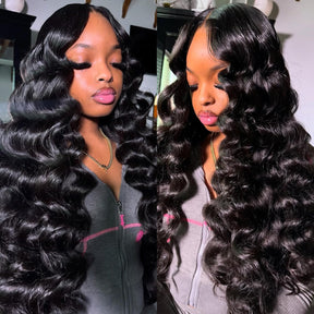 Loose Deep Wave 5x5 HD Lace Closure Glueless Mid Part Long Wig