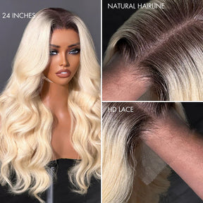 Curtain Bangs 613 Color Glueless HD Lace Wig Blonde Body Wave Human Hair Wigs