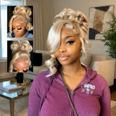 #613 Blonde Body Wave 360 Transparent Lace Frontal Wig Invisi Strap Pre Plucked Human Hair Wigs