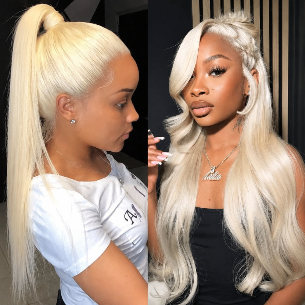 #613 Blonde Body Wave 360 Transparent Lace Frontal Wig Invisi Strap Pre Plucked Human Hair Wigs