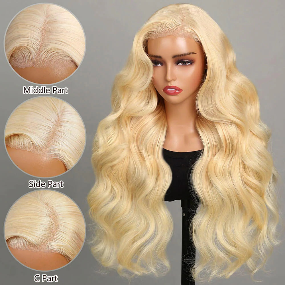 613 Blonde Glueless Pre Cut HD Lace Body Wave Real Human Hair Wig