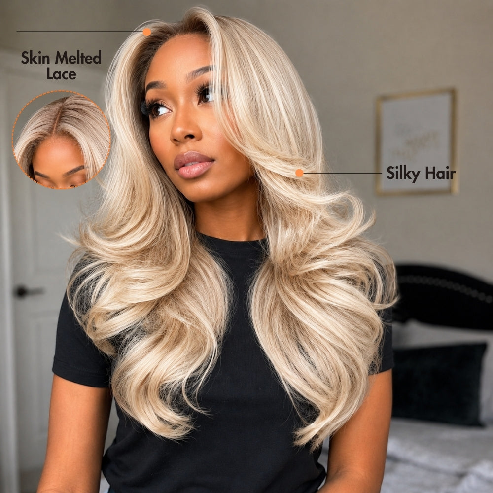 Barbie Blonde 13x6 HD Lace Front Body Wave P18 613 Highlight Color Wig With Invisi Drawstring