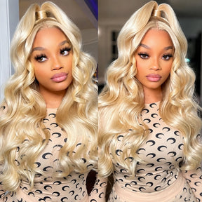 613 Blonde 13x6 HD Lace Front Human Hair Body Wave Glueless Pre Cut Lace Wigs With Invisi Drawstring