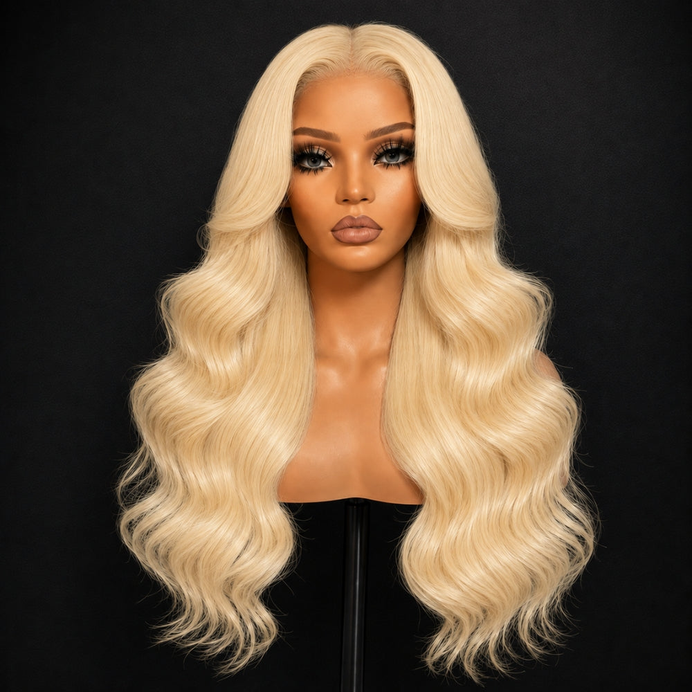 613 Blonde 13x6 HD Lace Front Human Hair Body Wave Glueless Pre Cut Lace Wigs With Invisi Drawstring