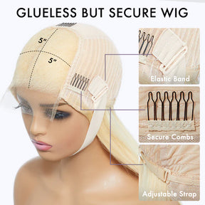 613 Blonde Color 13*6 HD Lace Frontal Silk Straight  Human Hair Wigs 180% Density