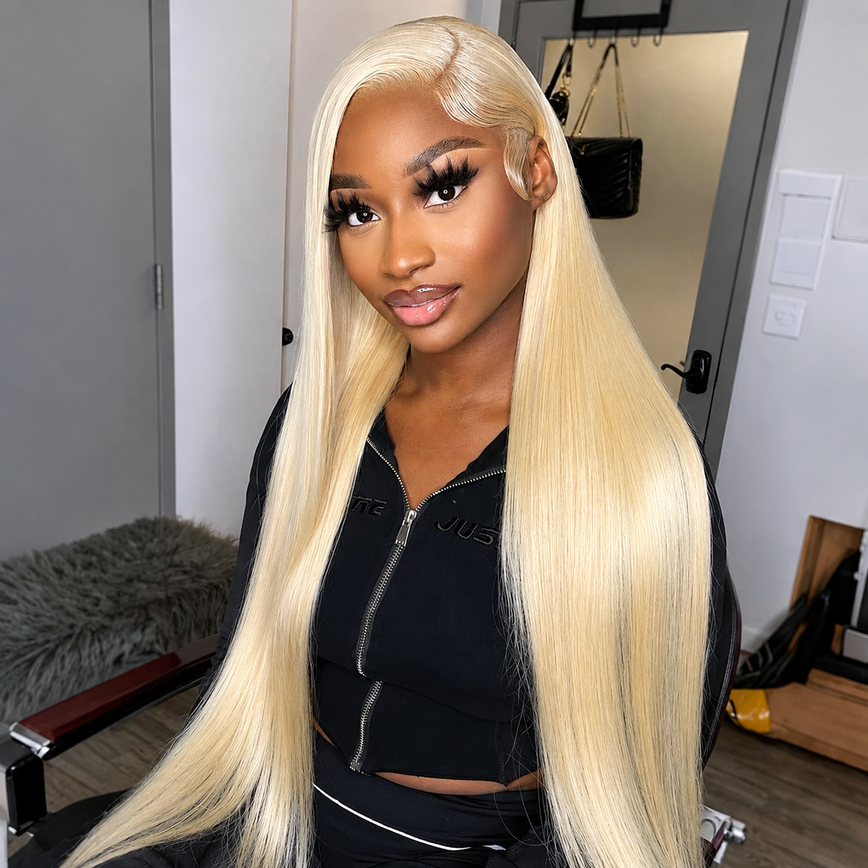 613 Blonde Color 13x6 HD Lace Frontal Silk Straight  Human Hair Wigs 180% Density