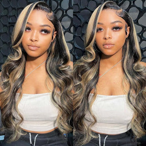 Balayage Highlight 1B/27 Colored 13X6 HD Lace Human Hair Wigs Pre Plucked Hairline 250% Density