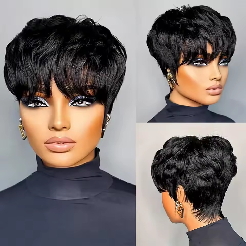 2 Wigs Set |  Layered Pixie Cut Short Bob Wigs & 5X5 HD Lace Reddish Brown Body Wave Wig