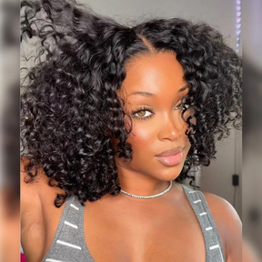 Glueless Short Bob Wig Water Wave 8x5 Pre-Cut Lace Bleached Knots Ready To Wear