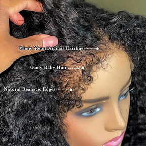 4C Edges Kinky Curly Human Hair Bob Wigs HD Lace Front Wigs With Curly Baby Hair