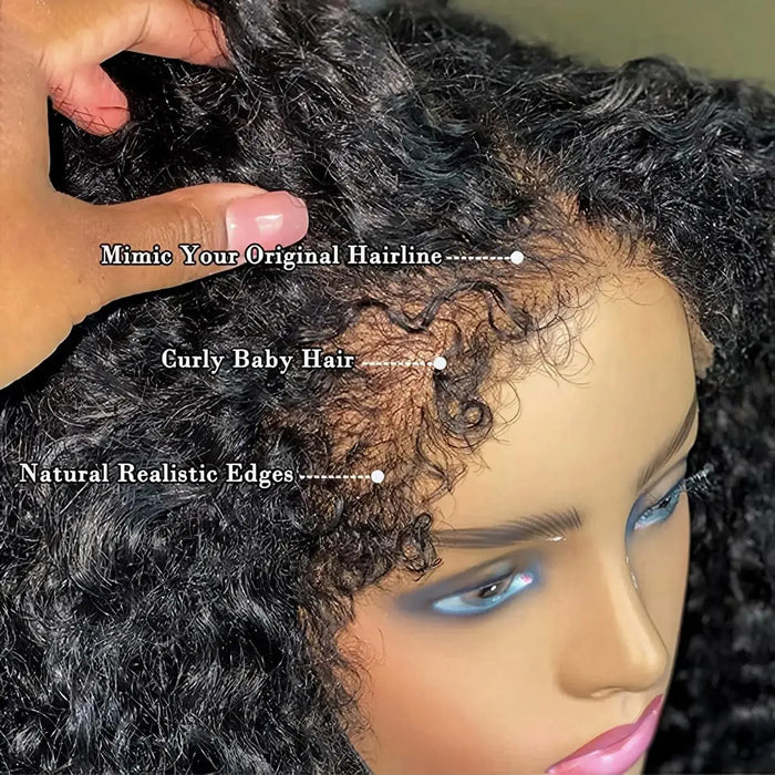4C Edges Kinky Curly Human Hair Bob Wigs HD Lace Front Wigs With Curly Baby Hair