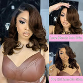 Pull & Go Bouncy Loose Body Wave T1b/4# Glueless Wig Short Bob Wig Pre-Cut 8×5 Lace Bleached Knots