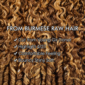 Highlight 4/27 Burmese Curly Crochet Human Hair Pre Separated Miracle Knot Feather Braiding Hair For Boho Knotless Braids