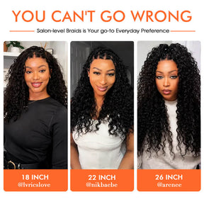 Knotless Boho Braided Water Wave Wig Glueless Pre-Cut Lace Human Hair Braided Wigs For Women