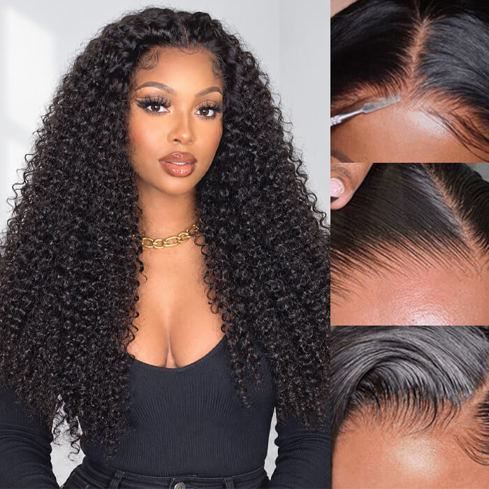 220% Density Drawstring Glueless 5x5 Closure Pre-Cut Lace Jerry Curly Wig One Size Fits All Cap