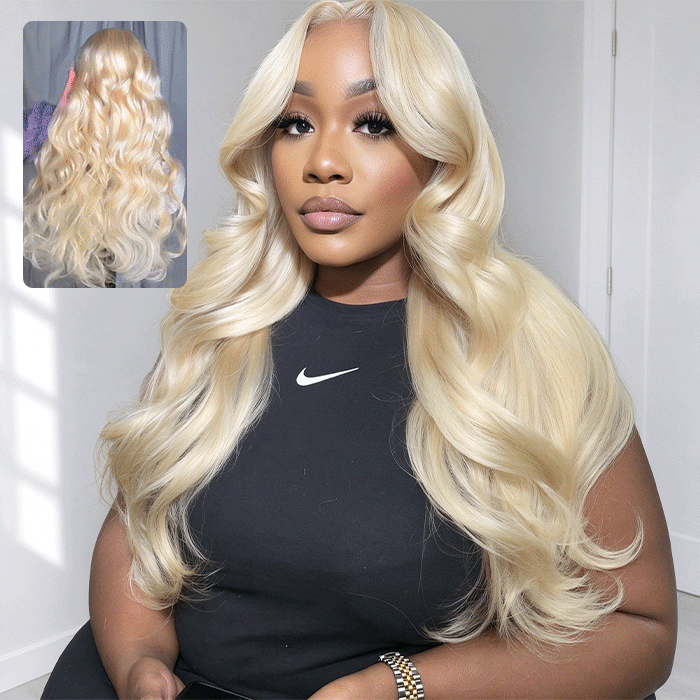 Honey Blonde 613 Color Body Wave Lace Front Human Hair Wigs Preplucked Hairline