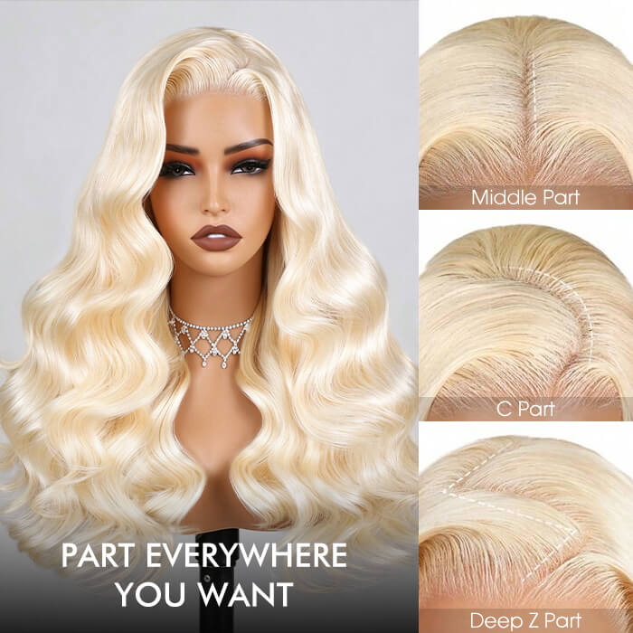 Honey Blonde 613 Color Body Wave Lace Front Human Hair Wigs Preplucked Hairline