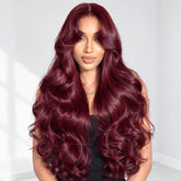 99J Burgundy Body Wave Human Hair Wigs Pre Cut 5x5 HD Lace Glueless Wig with Pre Plucked Hairline