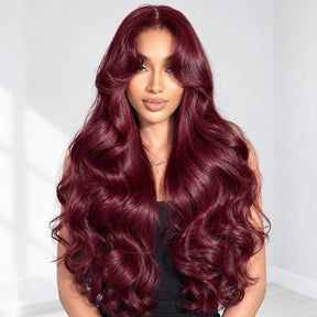 99J Burgundy Body Wave Human Hair Wigs Pre Cut 5x5 HD Lace Glueless Wig with Pre Plucked Hairline