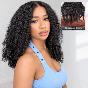 Effortless Burmese Curly Wig with Finger Coil Ends Pre Cut 5x5 HD Lace Human Hair Glueless Wig Quick Install for Beginner
