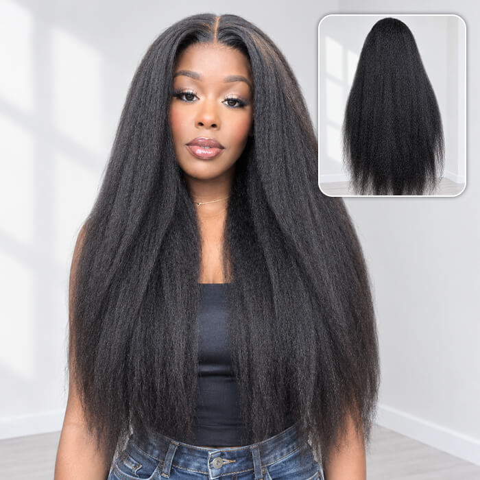 Kinky Straight 5x5 HD Lace Glueless Human Hair Wig with Flexi-Fit Drawstring
