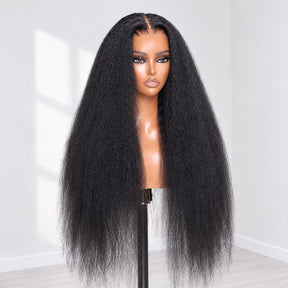 Kinky Straight 5x5 HD Lace Glueless Human Hair Wig with Flexi-Fit Drawstring