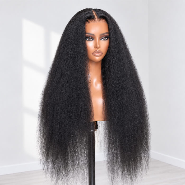 Kinky Straight 5x5 HD Lace Glueless Human Hair Wig with Flexi-Fit Drawstring