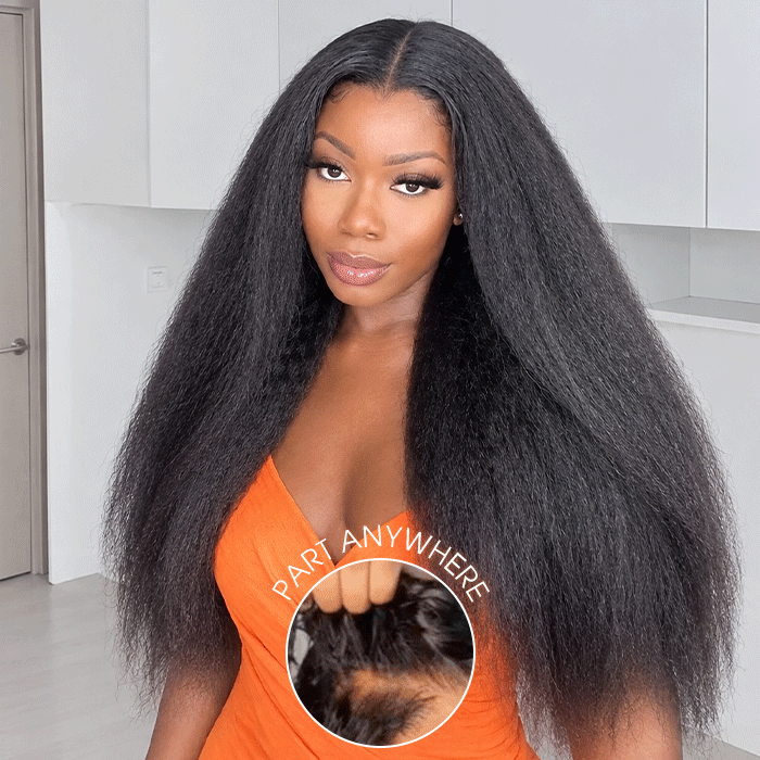 Kinky Straight 5x5 HD Lace Glueless Human Hair Wig with Flexi-Fit Drawstring