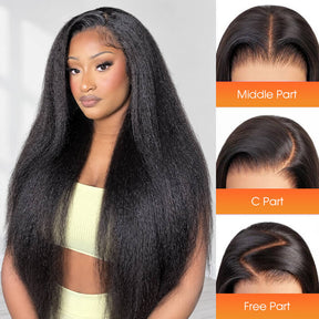 Kinky Straight 5x5 HD Lace Glueless Human Hair Wig with Flexi-Fit Drawstring
