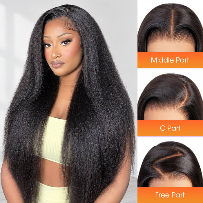 Kinky Straight 5x5 HD Lace Glueless Human Hair Wig with Flexi-Fit Drawstring