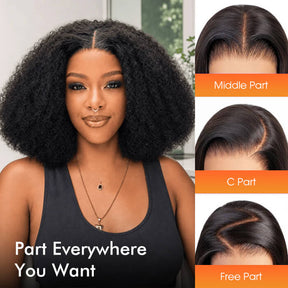 Afro Kinky Curly Glueless 5×5 HD Lace Closure Human Hair Wig with Pre Plucked Hairline