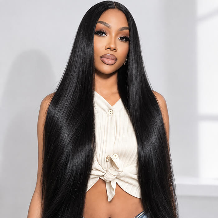 Straight Hair Glueless 5x5 Closure Lace Wig 100% Human Hair Wigs with Pre Plucked Hairline