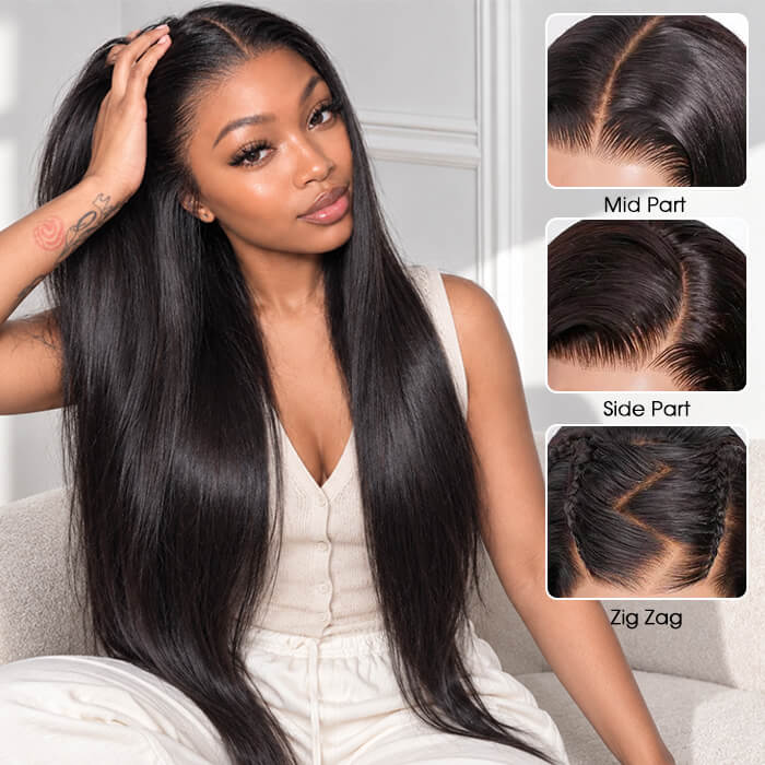 Straight Hair Glueless 5x5 Closure Lace Wig 100% Human Hair Wigs with Pre Plucked Hairline